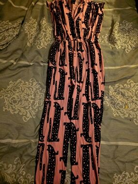 Nooworks Pink and Black Printed Jumpsuit